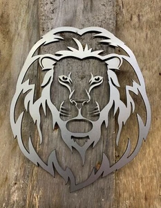 LEÓN GATO ACERO METAL ARTE PARED HOGAR DECORACIÓN JARDÍN CABEZA DE GATO GRANDE REGALO PEQUEÑO - Imagen 1 de 2