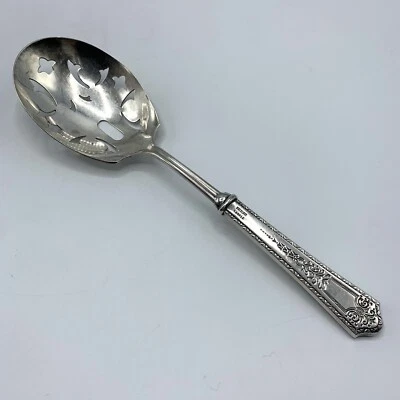 Antique Manchester “Princess” Sterling-handled Pierced Serving Spoon /hge - Image 1 of 4