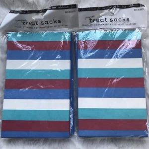 New Lot of 24 Paper Treat Sacks, Red, White, Blue, Striped And Solid Mix - Picture 1 of 4