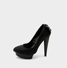 High Heels Black Glitter Size 4 Womens Stiletto Platform Court Shoes Party Smart