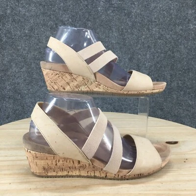 Sandalias LifeStride para mujer 9,5 M Marina con cordones beige tela informales tacones de cuña Foto 1 de 4