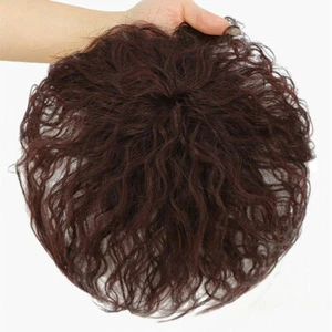 100% Human Hair Topper for Men Toupee Wig Curly Clip Bob Hairpiece Top Women Wig - Picture 1 of 4