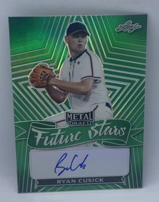 2021 Leaf Metal Draft Baseball Ryan Cusick Braves Future Stars Green Rainbow /10 - Image 1 of 2