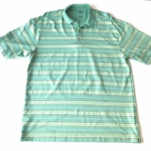 NIKE GOLF Mens Large Green Stripe Short Sleeve Collar Polo Shirt MM2 - Picture 1 of 5