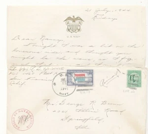A28 - WWII NAVAL CENSORED COVER, PCS 1460, FLEET PO. July 21, 1944. With Letters - Picture 1 of 1