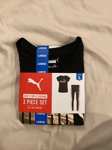 Puma Girl's L Active Set 2-piece Top and Legging Black Size Large 10/12 - Picture 1 of 2