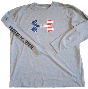 Under Armour Graphic T-Shirt Tee Mens XL Gray Solid Long Sleeve Pullover Protect - Picture 1 of 5