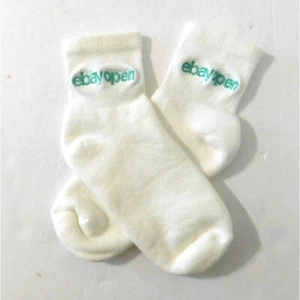 Ebay Open Swag White Crew Socks Size 9-11 Green Embroidered Unisex - Picture 1 of 3