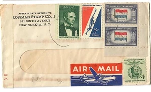 USA Old Window Airmail Cover sent to Israel Nice Franking Open By Censor Label - Picture 1 of 2
