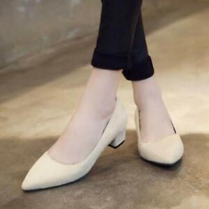 Women's Chunky Heel Shoes Casual Daily Slip On Pointed Toe Pumps Shoes Plus Size