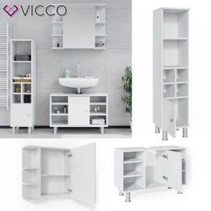 Badmöbel Spiegelschrank Waschbeckenunterschrank Hochschrank Set 3tlg Fynn Vicco - Bild 1 von 7