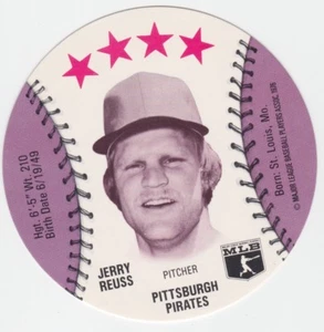 1976 JERRY REUSS PIRATES SUPER STAR LUNCH BAGS SAFELON CORPORATION DISK - Picture 1 of 2