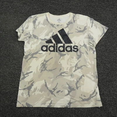 Adidas Shirt Youth Large Brown Camouflage Short Sleeve Breathable Running Boys - Image 1 of 4