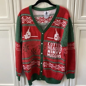 Elf Mens Sz XL Ninny Muggins Cardigan Sweater Will Ferrell Ugly Christmas - Picture 1 of 6