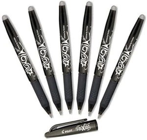 Pilot FriXion Kugelschreiber 0,7 mm radierbar Gelstifte, feine Spitze, schwarze Tinte, 6er-Packung - Bild 1 von 1