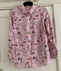 GORGEOUS PINK FLORAL LONG SLEEVED BLOUSE FROM COTTON TRADERS SIZE 16 WORN ONCE - Picture 1 of 14