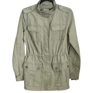 Merona Field Jacket Womens Small Green Utility Drawstring Waist Safari - Picture 1 of 7