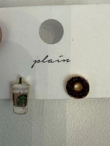 Starbucks Cup and Donut Enamel earrings. New. - Picture 1 of 4