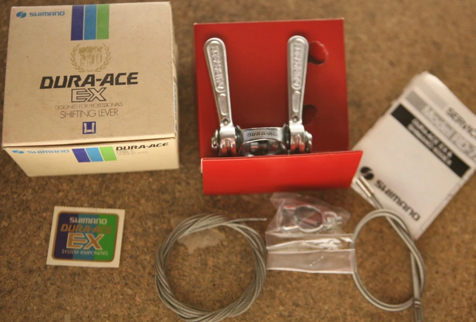 Vintage NOS NEW NIB Shimano Dura Ace frame downtube shifters set cables SL-7200 - Image 1 of 4