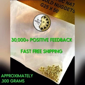 50 PIECE ALASKAN YUKON BC NATURAL PURE GOLD NUGGETS APPROX .300 GRAMS (#G250) - Picture 1 of 7