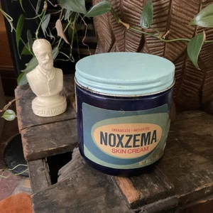 Botella vintage de vidrio Noxzema azul cobalto publicidad cuidado de la piel 16 oz - Imagen 1 de 6