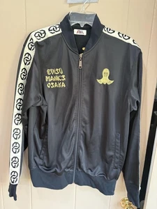 Evisu Jacket Mens XL Black Gold Track Full Zip Embroidered Osaka Maniacs Laurel - Picture 1 of 4