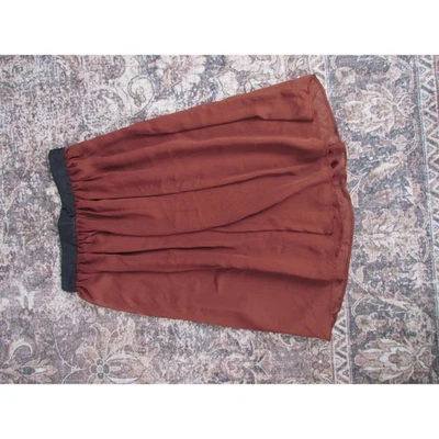 Falda midi plisada naranja/marrón quemado talla 12 de H&M para mujer cintura elástica cierre de cremallera Foto 1 de 4