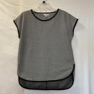 Max Studio Geometric Black & White Blouse Classic Retro Size Small - Picture 1 of 8