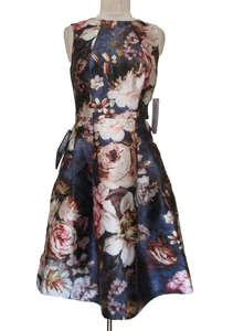 Kay Unger Baroque Floral Lady's Dress Size 4 Women Classic Navy NWT $318 - Picture 1 of 9