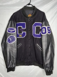 Game Sportswear Kahoks Ice Hockey Letterman Jacket Mens XL Leather Wool USA - Picture 1 of 12
