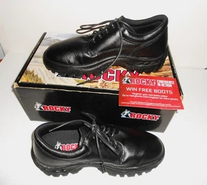 ROCKY Mens TMC Postal Plain Toe Black Oxford Shoes SIZE 8 1/2M F147261 NIB - Picture 1 of 6