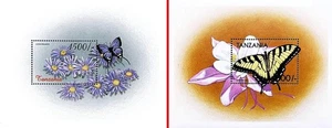 TANZANIA 1999/2000  BUTTERFLIES x2 S/S MNH ** INSECTS - Picture 1 of 1