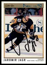1992-93 O-PEE-CHEE PREMIER JAROMIR JAGR ROOKIE AUTO PITTSBURGH PENGUINS #24