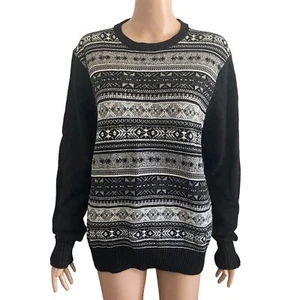 Original WeatherProof Vintage Sweater Mens Large Fair Isle Black White - Picture 1 of 11