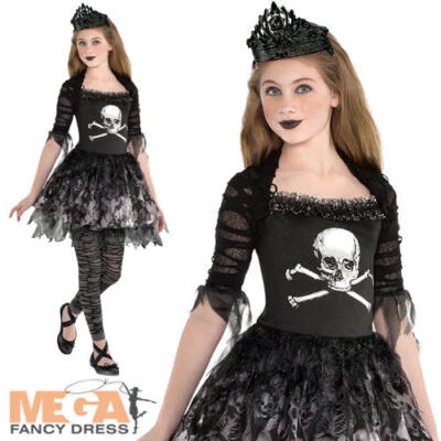 Zombie Prima Ballerina Girls Halloween Fancy Dress Kids Childrens Costume Outfit - Image 1 of 2