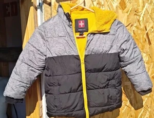 Swiss Tech Boys Winter Puffer Jacket Gray & Yellow Size 4T - Picture 1 of 7