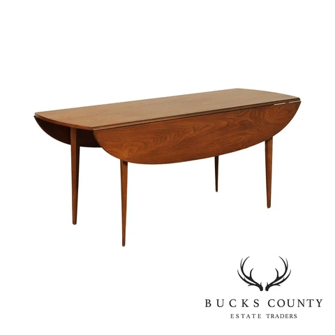 Broyhill Brasilia Mid Century Modern Oval Walnut Dropleaf Dining Table Cover