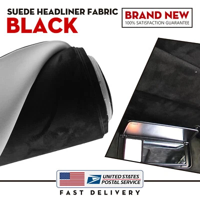 Forro de cabeça preto tecido espuma traseira camurça sag/rasg/mancha forro substituir 98"x60" - Imagem 1 de 4