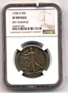 1938-D 50C NGC XF40 DETAILS WALKING LIBERTY - Picture 1 of 2