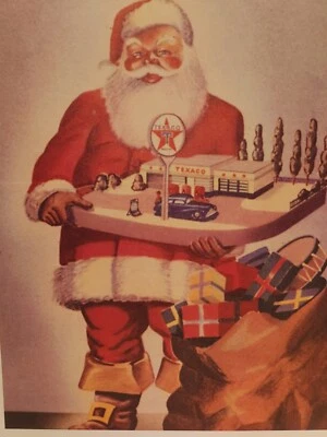 Santa Mini Poster 1944 Texaco Gas Station Calander Cover Repro Ex Cond 11"×8.5" - Image 1 of 3