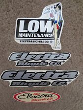Electra Bicycle Co. Decals Stickers, Lot of 4 incl 'Low Maintenance' Pinup Girl