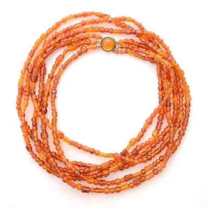 Vintage Halskette Bernstein, Silber vergoldet. 38" lang. 65g - Bild 1 von 4