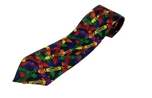 Vintage Crayola Crayon Neck Tie 90s Binney & Smith Polyester Excellent - Picture 1 of 3