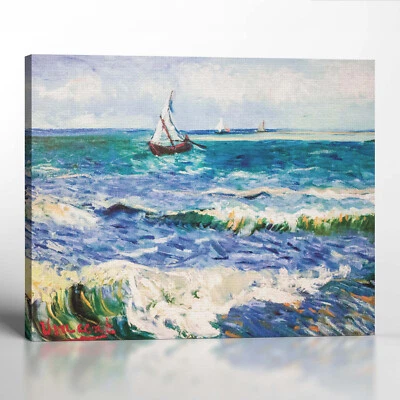 Seascape at Saintes-Maries by Van Gogh Canvas Print, Vicent Van Gog Wall Art - Image 1 of 4
