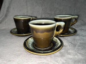 Pfaltzgraff Coffee Mugs And Saucers Copper Green Drip Glaze set of 3 retired - Picture 1 of 18