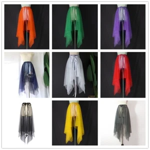 Women Wrap Mesh Skirt Sheer Sarong Asymmetrical Petticoat Ballet Dance Tulle - Picture 1 of 26