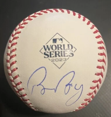 Autógrafo de béisbol de los Texas Rangers de la Serie Mundial 2023 firmado automáticamente por Bruce Bochy JSA Foto 1 de 2