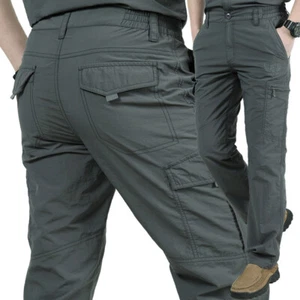 Men's Quick Dry Elasticated Cargo Combat Work lightweight Trousers Pants Bottoms - Picture 1 of 17