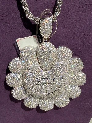 Hip Hop Pendant 19ct Moissanite in Silver Murakami Flower (pendant only) - Image 1 of 3