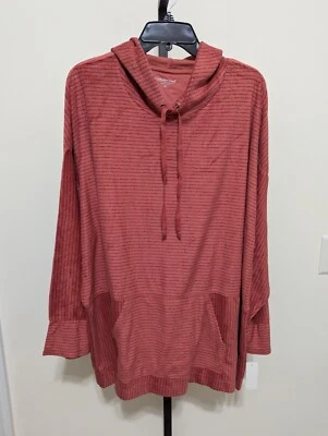Sudadera con Capucha Coldwater Creek Pl Talla 2X Tela de Terry Pull Over Coral Rayas Ropa de Salón Foto 1 de 4